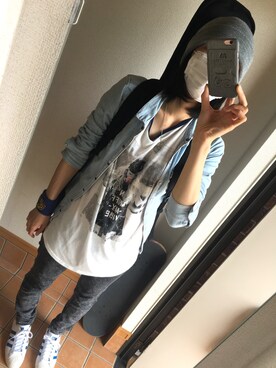 「GRL（グレイル）のアイテム（Tシャツ/カットソー、その他）」を使った、kancham☆さん（レディース・170cm）の夏コーディネート