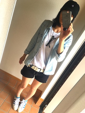 「ボーイッシュ、夏コーデ」｜「アイテム（ジャケット/アウター）」を使った、kancham☆さん（レディース・170cm）の夏コーディネート
