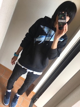 「PHIRE WIREのアイテム（パーカー、ブラック系）」を使った、kancham☆さん（レディース・170cm）の秋コーディネート