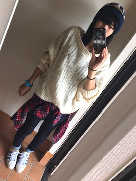 「GRL（グレイル）のアイテム（ニット/セーター、ホワイト系）」を使った、kancham☆さん（レディース・170cm）の秋コーディネート