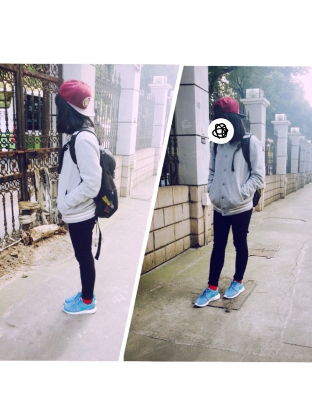 「MUJI、NIKE、UNIQLO、schoolgirl」｜「無印良品のアイテム（ノーカラージャケット、グレー系）」を使った、avaさん（レディース・158cm）の冬コーディネートの1枚目の写真