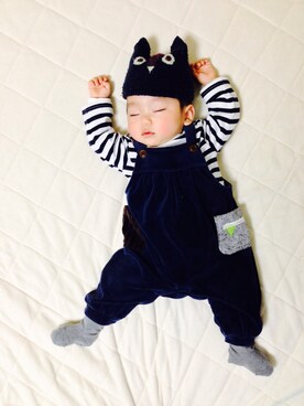 「ボーダーTシャツ」｜tsuさん（キッズ・70cm）の春コーディネート