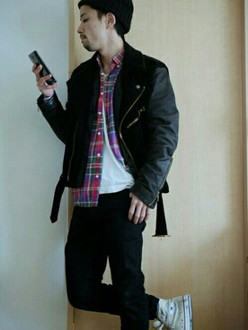 「JAMA RICO（ジャマリコ）のアイテム」を使った、KATSURAさん（メンズ・164cm）の冬コーディネート