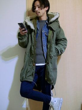 「Gジャン」｜「アイテム（モッズコート）」を使った、KATSURAさん（メンズ・164cm）の冬コーディネート