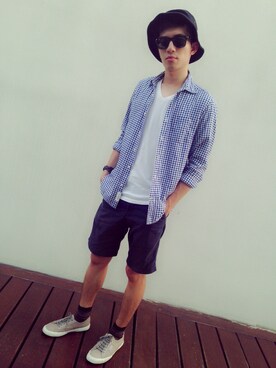 「SUPERGA（スペルガ）のアイテム（その他シューズ）」を使った、JEFF Luさん（メンズ・178cm）の夏コーディネート