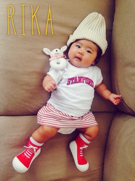 「カレッジT」｜rikachunさん（レディース・60cm）の夏コーディネート