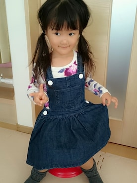 「ルーズソックス」｜「アイテム（オールインワン・サロペット）」を使った、cha-chanさん（キッズ・100cm）の夏コーディネート