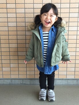 「GAP（ギャップ）のアイテム（モッズコート）」を使った、yuuuuwa!!!さん（キッズ・90cm）の冬コーディネート