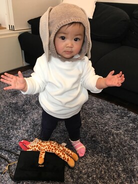 「大人ミューズ（オトナミューズ）のアイテム」を使った、YuYuさん（キッズ・100cm）の冬コーディネート