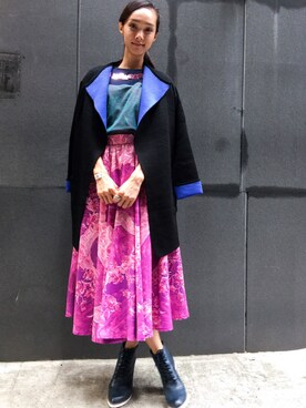 「skirt」｜「アイテム（その他アウター）」を使った、CHENG PAI CHENGさん（レディース・170cm）の冬コーディネート
