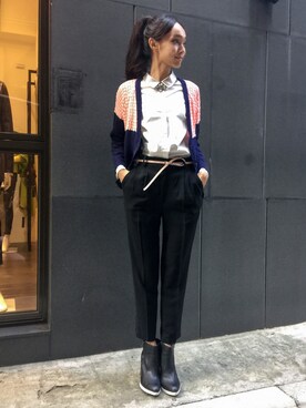 「blue」｜「アイテム（ブルゾン）」を使った、CHENG PAI CHENGさん（レディース・170cm）の冬コーディネート