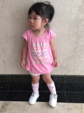 「roots（ルーツ）のアイテム（Tシャツ/カットソー）」を使った、ven wangさん（キッズ・90cm）の夏コーディネート