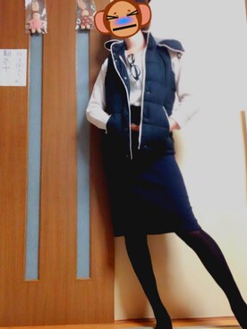 「RALPH LAUREN（ラルフ ローレン）のアイテム（ダウンジャケット/コート、ブルー系）」を使った、S さん（レディース・170cm）の春コーディネート