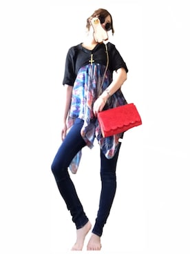 「UNIQLO（ユニクロ）のアイテム（デニムパンツ、ブルー系）」を使った、S さん（レディース・170cm）の春コーディネート