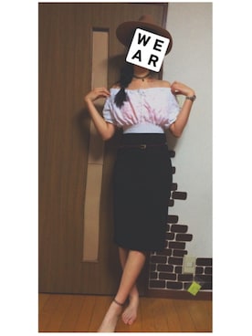 「H&M（エイチ・アンド・エム）のアイテム（スカート、ブラック系）」を使った、S さん（レディース・170cm）の夏コーディネート