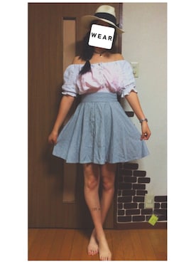 「しまむら（シマムラ）のアイテム（スカート、グレー系）」を使った、S さん（レディース・170cm）の夏コーディネート