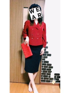 「VINTAGE（ヴィンテージ）のアイテム（Tシャツ/カットソー、レッド系）」を使った、S さん（レディース・170cm）の夏コーディネート