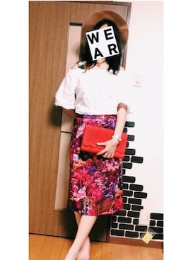 「VINTAGE（ヴィンテージ）のアイテム（スカート、ピンク系）」を使った、S さん（レディース・170cm）の夏コーディネート