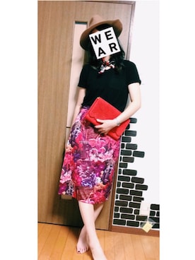 「VINTAGE（ヴィンテージ）のアイテム（スカート、ピンク系）」を使った、S さん（レディース・170cm）の夏コーディネート