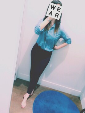 「GAP（ギャップ）のアイテム（デニムパンツ、ブルー系）」を使った、S さん（レディース・170cm）の秋コーディネート