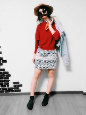 「H&M（エイチ・アンド・エム）のアイテム（スカート、ブラック系）」を使った、S さん（レディース・170cm）の秋コーディネート