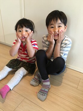 「Lee（リー）のアイテム（パンツ）」を使った、hinakanaさん（キッズ・90cm）の春コーディネート