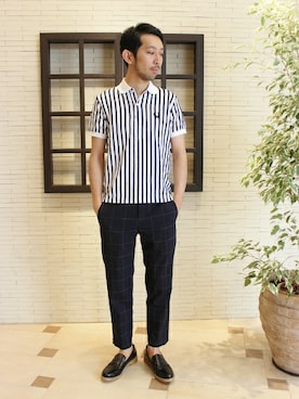 「フレッドペリー」｜「アイテム（その他シューズ）」を使った、EDIFICE OFFICIALさん（メンズ・177cm）の春コーディネート