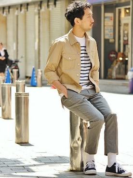 「グレーパンツ」｜EDIFICE OFFICIALさん（メンズ・177cm）の春コーディネート