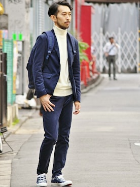 「バッグ」｜「アイテム（その他アウター）」を使った、EDIFICE OFFICIALさん（メンズ・177cm）の秋コーディネート
