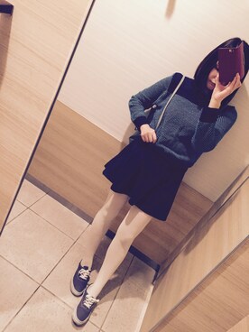 「ロング丈ダッフル」｜「アイテム（ダウンジャケット/コート）」を使った、えっちゃんさん（レディース・156cm）の冬コーディネート