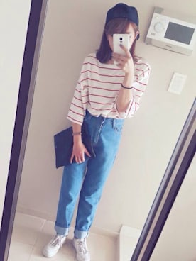 「NIKE（ナイキ）のアイテム（キャップ）」を使った、RiRiさん（レディース・156cm）の夏コーディネート