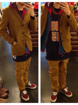 「Champion（チャンピオン）の90's champion NBA jersey （タンクトップ、ブルー系）」を使った、UGさん（メンズ・164cm）の春コーディネート