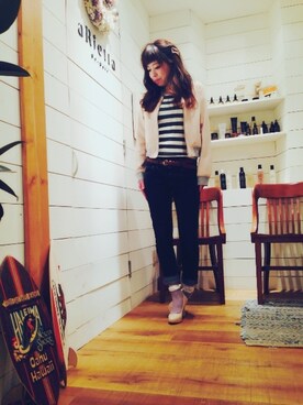 「coca（ANDEX shoes product）（コカ）のアイテム（Tシャツ/カットソー）」を使った、aRietta   hirokoさん（レディース・158cm）の春コーディネート