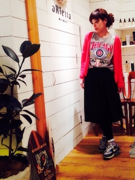 「coca（ANDEX shoes product）（コカ）のアイテム（Tシャツ/カットソー）」を使った、aRietta   hirokoさん（レディース・158cm）の春コーディネート