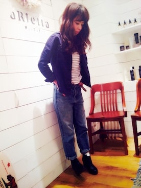 「アイテム（タンクトップ、グレー系）」を使った、aRietta   hirokoさん（レディース・158cm）の春コーディネート