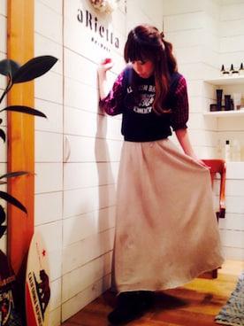 「アイテム（Tシャツ/カットソー）」を使った、aRietta   hirokoさん（レディース・158cm）の春コーディネート