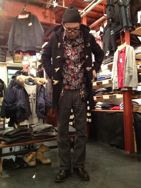 「schott（ショット）のアイテム（ダッフルコート）」を使った、matsuuraさん（メンズ・185cm）の冬コーディネート