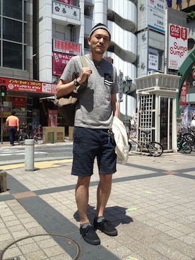 「ウォーキングスタイル」｜「アイテム（財布/小物）」を使った、matsuuraさん（メンズ・185cm）の夏コーディネート