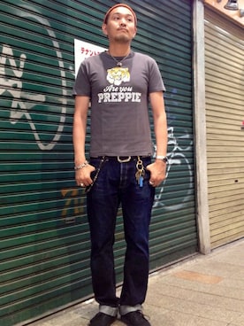 「動物モチーフ」｜「アイテム（財布/小物）」を使った、matsuuraさん（メンズ・185cm）の夏コーディネート