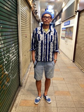 「ジャパンブルー」｜「アイテム（財布/小物）」を使った、matsuuraさん（メンズ・185cm）の夏コーディネート