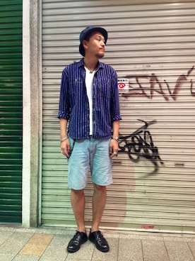 「サファリハット」｜「アイテム（財布/小物）」を使った、matsuuraさん（メンズ・185cm）の夏コーディネート