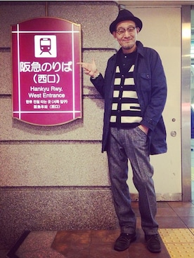 「schott（ショット）のアイテム（ステンカラーコート）」を使った、matsuuraさん（メンズ・189cm）の秋コーディネート