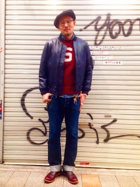 「schott（ショット）のアイテム（MA-1）」を使った、matsuuraさん（メンズ・189cm）の秋コーディネート