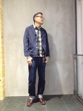 matsuuraさんの「Schott/ショット/HEERINGBONE WORK JACKET/ヘリンボーン ワーク　ジャケット」を使ったコーディネート