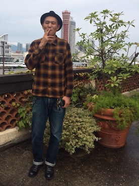 「schott（ショット）のアイテム（キーホルダー）」を使った、matsuuraさん（メンズ・189cm）の秋コーディネート