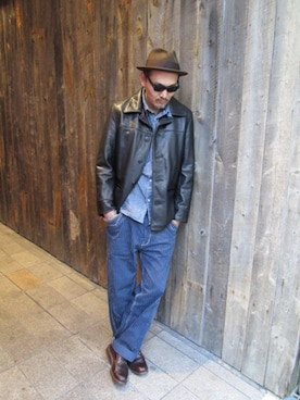 「Schott（ショット）のSchott/ショット/CHAMBRAY WORK SHIRTS/シャンブレー ワーク シャツ（シャツ/ブラウス）」を使った、matsuuraさん（メンズ・189cm）の秋コーディネート