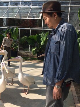 「Schott（ショット）のSchott/ショット/CHAMBRAY WORK SHIRTS/シャンブレー ワーク シャツ（シャツ/ブラウス）」を使った、matsuuraさん（メンズ・189cm）の秋コーディネート