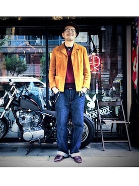 「schott（ショット）のアイテム（キーホルダー）」を使った、matsuuraさん（メンズ・189cm）の秋コーディネート