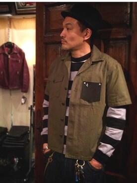 「schott（ショット）のアイテム（キーホルダー）」を使った、matsuuraさん（メンズ・189cm）の春コーディネート