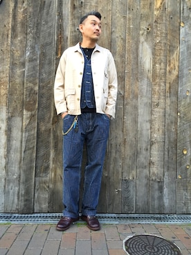 「ワーク」｜「アイテム（ウォレットチェーン）」を使った、matsuuraさん（メンズ・189cm）の春コーディネート